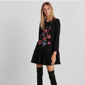 NWT Express Black Embroidered Dress with Elegant Design SMALL
